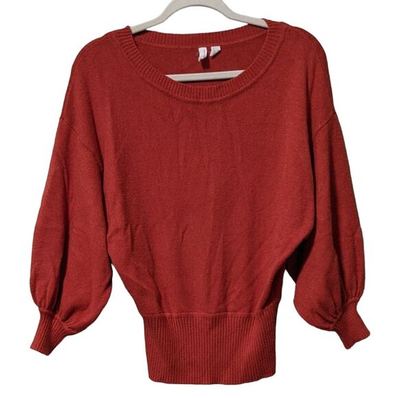 MOTH Anthropologie burnt orange balloon sleeve cabin crewneck pull over sweater - Picture 7 of 7
